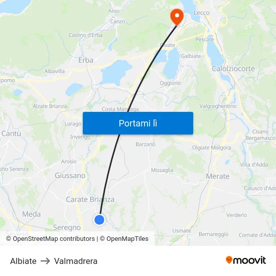 Albiate to Valmadrera map
