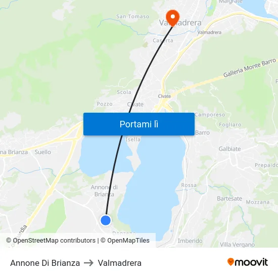 Annone Di Brianza to Valmadrera map