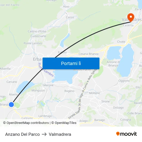 Anzano Del Parco to Valmadrera map