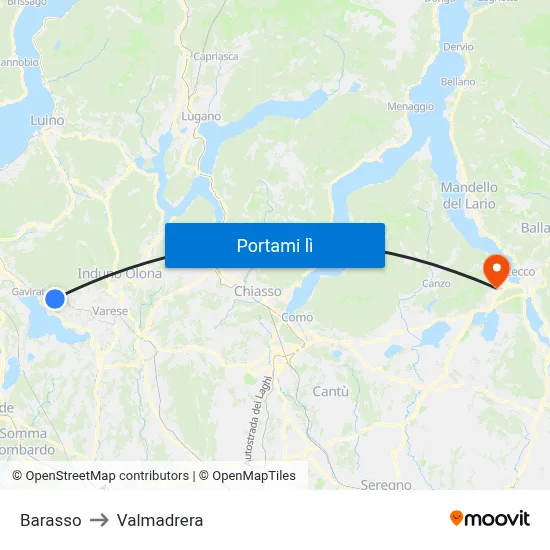 Barasso to Valmadrera map