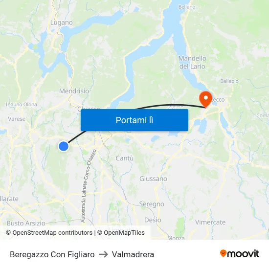 Beregazzo Con Figliaro to Valmadrera map