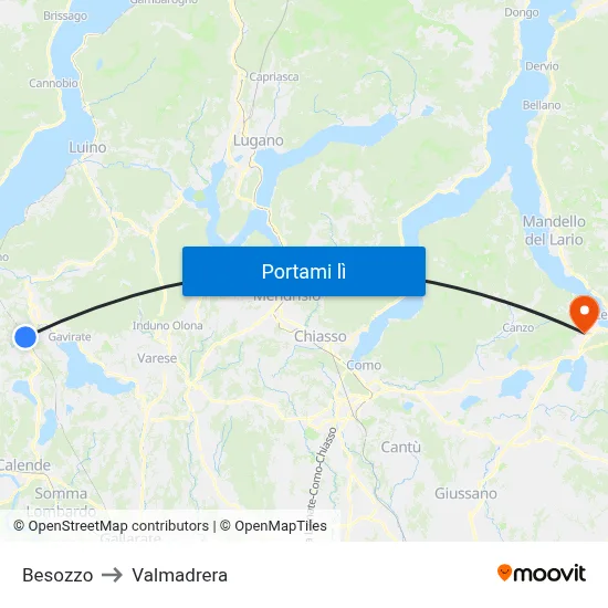 Besozzo to Valmadrera map