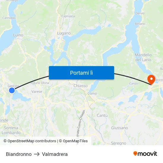 Biandronno to Valmadrera map