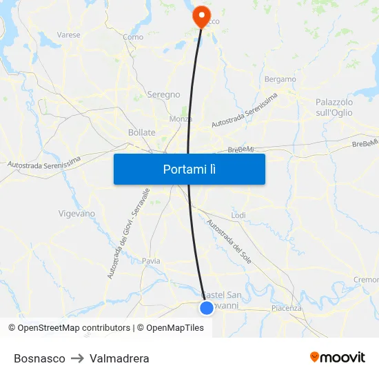Bosnasco to Valmadrera map