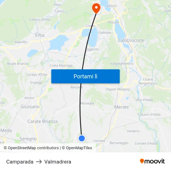 Camparada to Valmadrera map