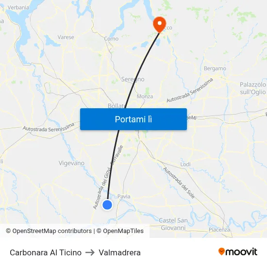 Carbonara Al Ticino to Valmadrera map