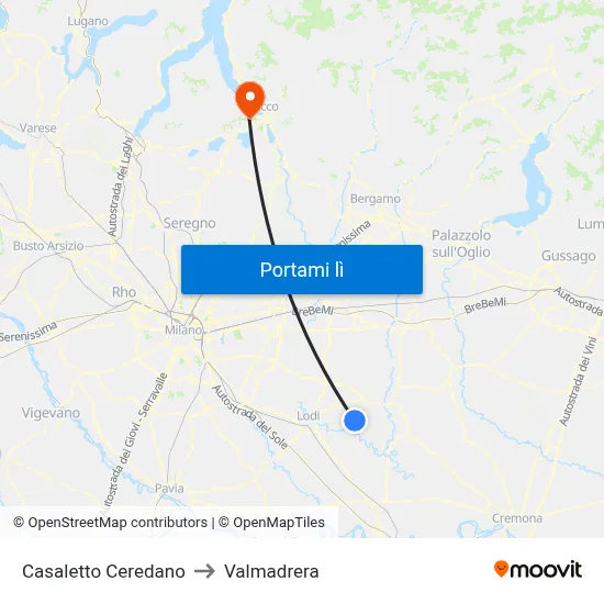 Casaletto Ceredano to Valmadrera map