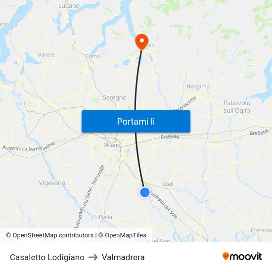 Casaletto Lodigiano to Valmadrera map