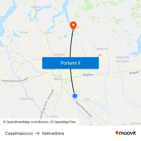 Casalmaiocco to Valmadrera map