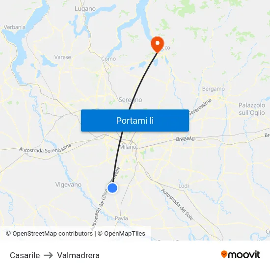 Casarile to Valmadrera map