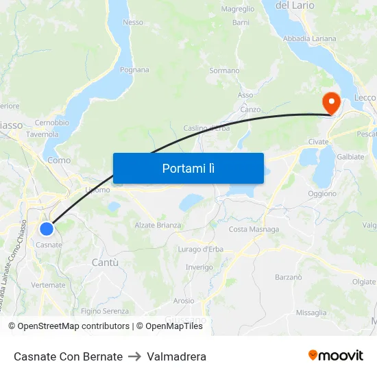 Casnate Con Bernate to Valmadrera map