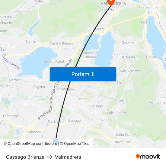 Cassago Brianza to Valmadrera map