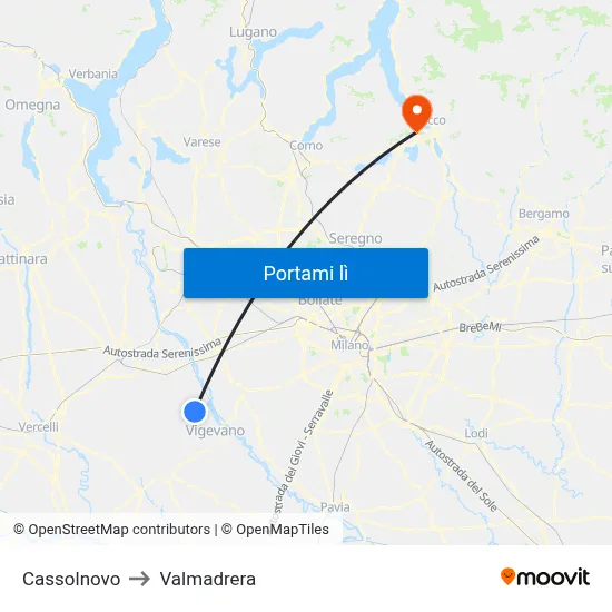 Cassolnovo to Valmadrera map