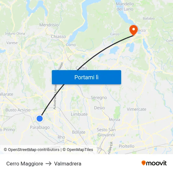 Cerro Maggiore to Valmadrera map