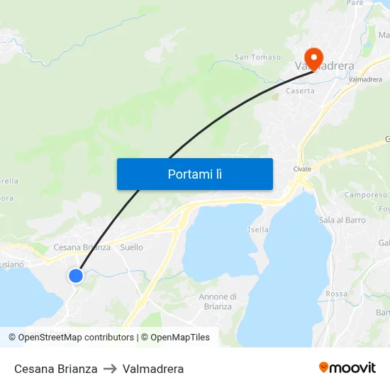 Cesana Brianza to Valmadrera map