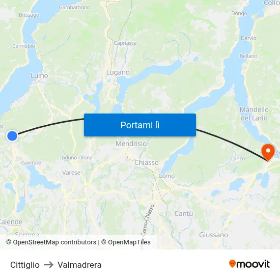 Cittiglio to Valmadrera map