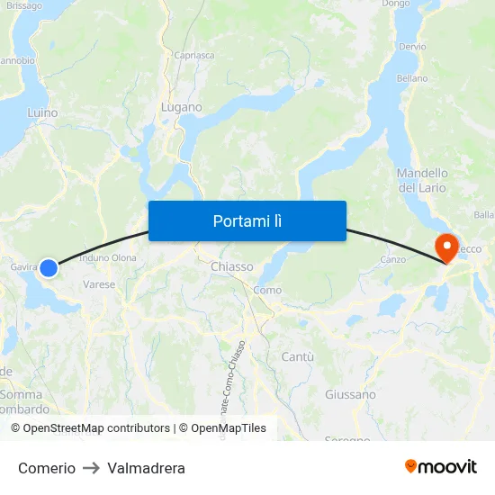 Comerio to Valmadrera map