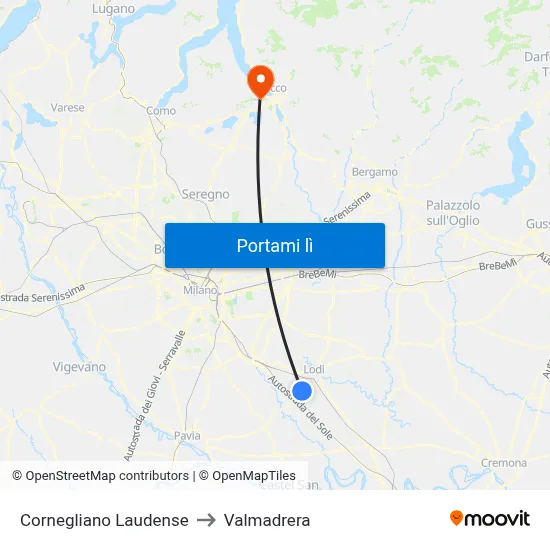 Cornegliano Laudense to Valmadrera map