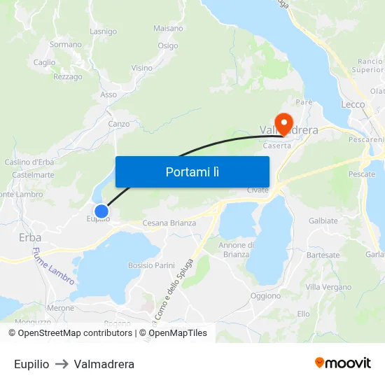 Eupilio to Valmadrera map