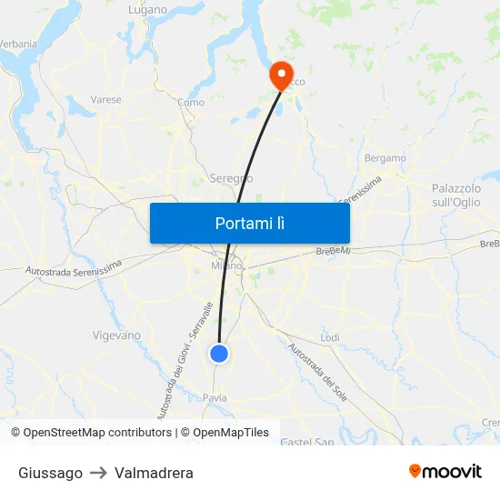Giussago to Valmadrera map