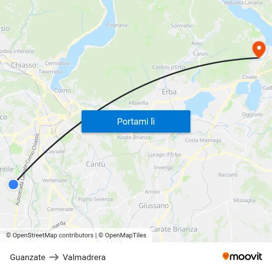 Guanzate to Valmadrera map