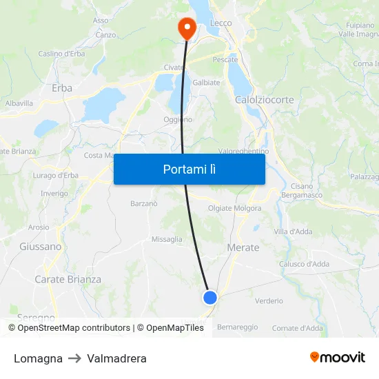 Lomagna to Valmadrera map