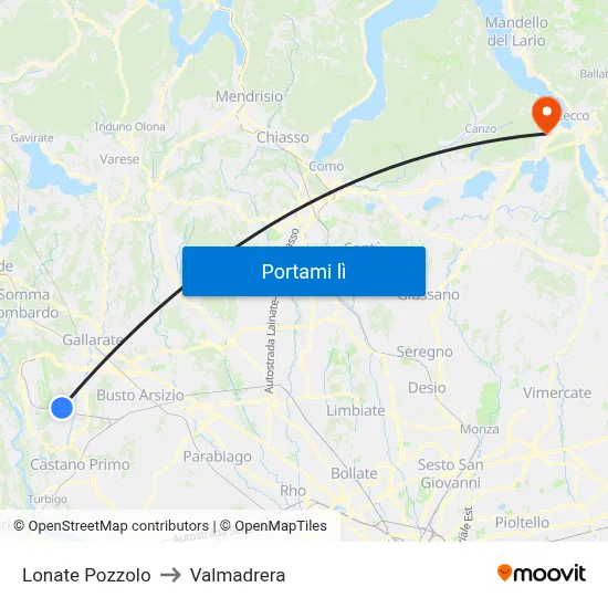 Lonate Pozzolo to Valmadrera map