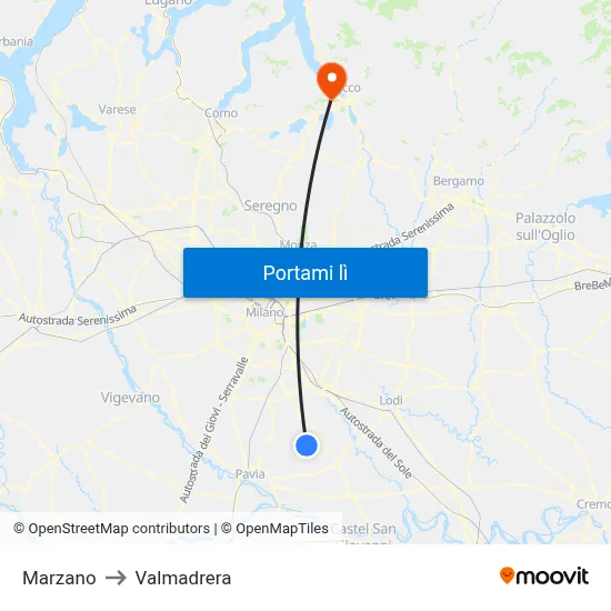 Marzano to Valmadrera map