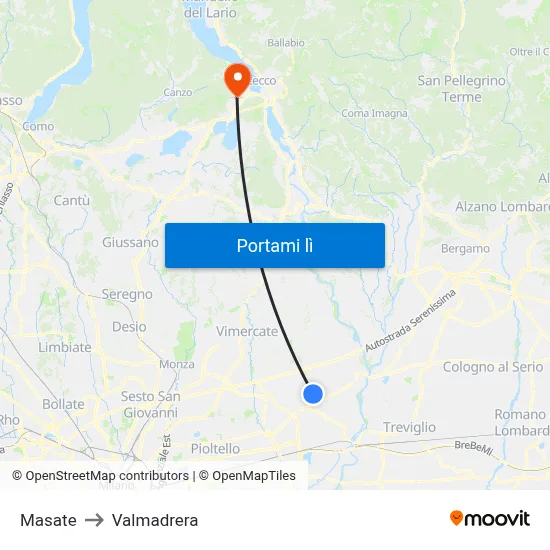 Masate to Valmadrera map