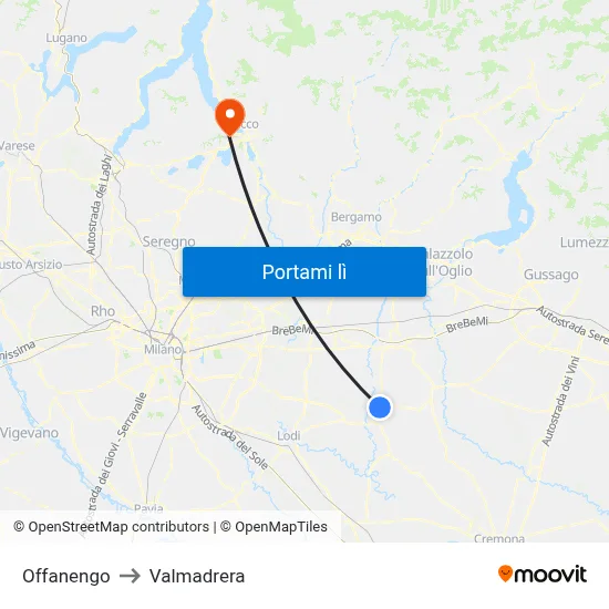 Offanengo to Valmadrera map
