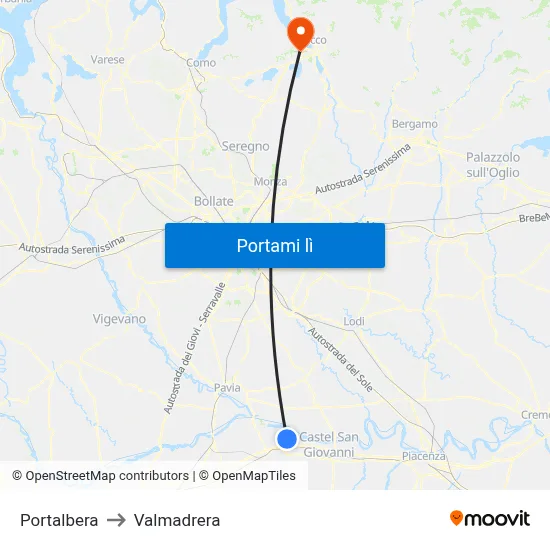 Portalbera to Valmadrera map