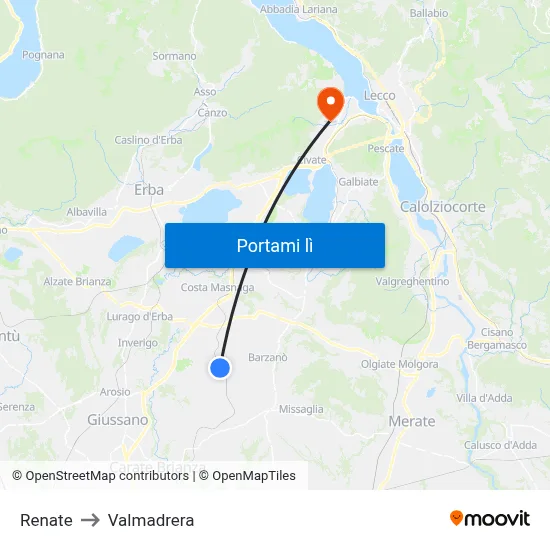 Renate to Valmadrera map