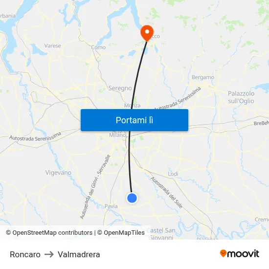 Roncaro to Valmadrera map