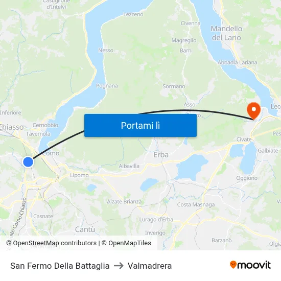 San Fermo Della Battaglia to Valmadrera map