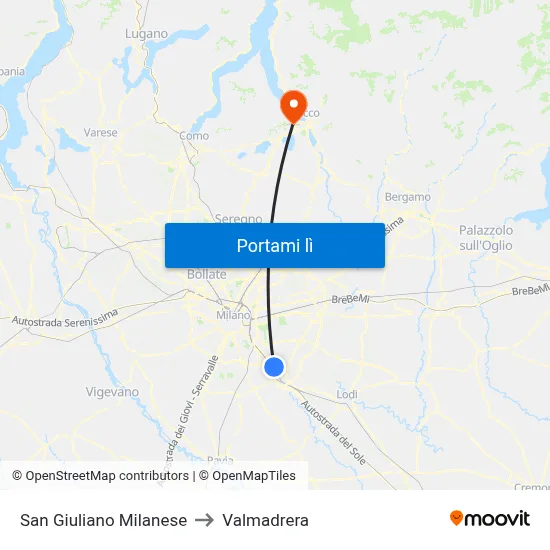 San Giuliano Milanese to Valmadrera map