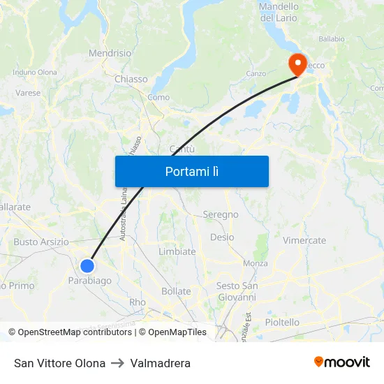 San Vittore Olona to Valmadrera map