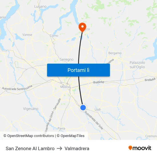 San Zenone Al Lambro to Valmadrera map