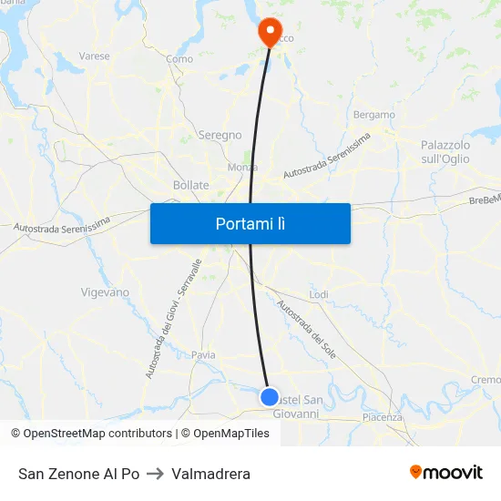 San Zenone Al Po to Valmadrera map