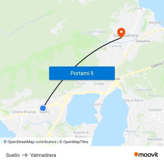 Suello to Valmadrera map