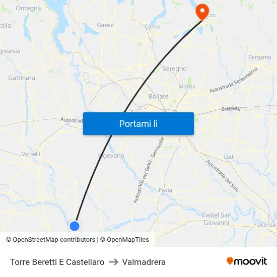 Torre Beretti E Castellaro to Valmadrera map