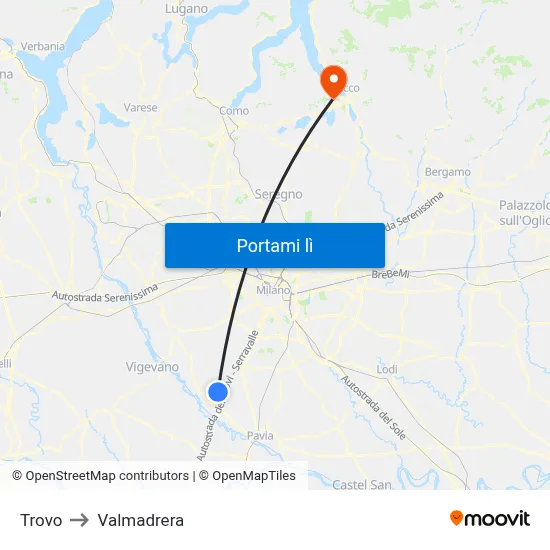 Trovo to Valmadrera map