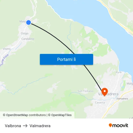Valbrona to Valmadrera map