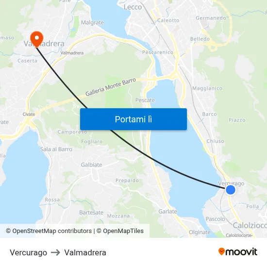 Vercurago to Valmadrera map