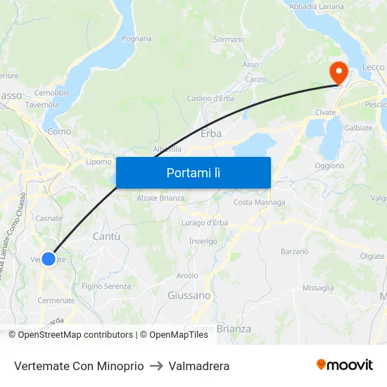 Vertemate Con Minoprio to Valmadrera map