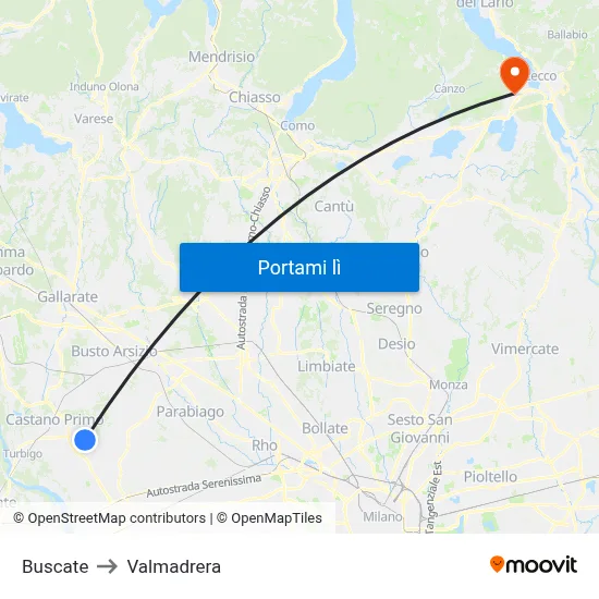 Buscate to Valmadrera map