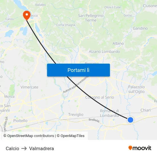 Calcio to Valmadrera map