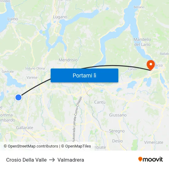 Crosio Della Valle to Valmadrera map