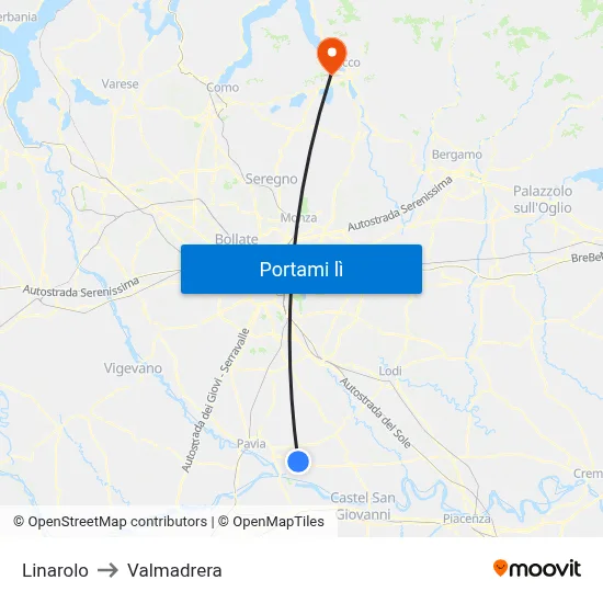 Linarolo to Valmadrera map