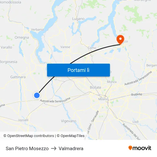 San Pietro Mosezzo to Valmadrera map