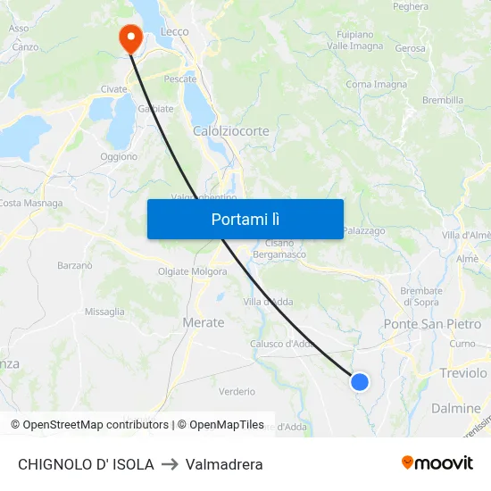 CHIGNOLO D' ISOLA to Valmadrera map